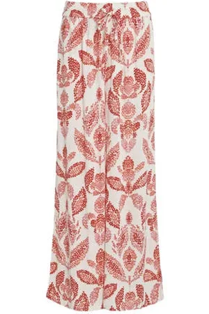 VILA Wide leg regular waist broek ecru