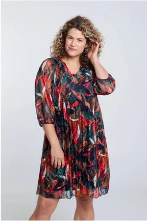 Paprika Jurk met all over print rood/blauw/bruin