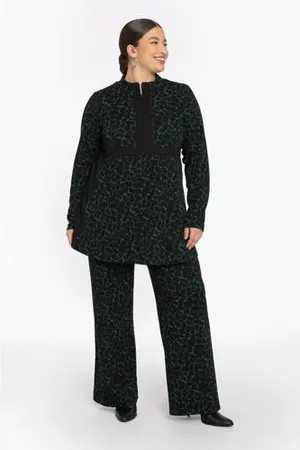 Yoek Regular high waist broek donkergroen