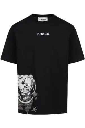 Iceberg Regular fit black T-shirt with SpongeBob print in jersey