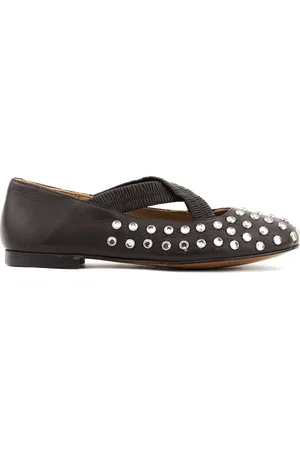 Toral Silvie Crystals Criss Cross Ballerina Brown