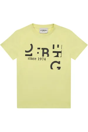 Iceberg KIDS - Short-sleeved mint-colored crew-neck T-shirt with contrasting lettering