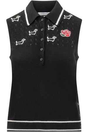 Thom Browne Polo con Logo Rosa e Hector