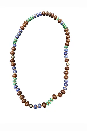 CATHERINE MICHIELS Collier sautoir médium malachite ebene lapis lazulite perles SP2298 Vittorio