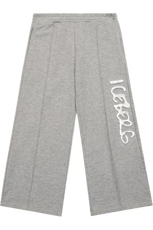 Iceberg KIDS - Palazzo trousers in melange grey jersey with logo