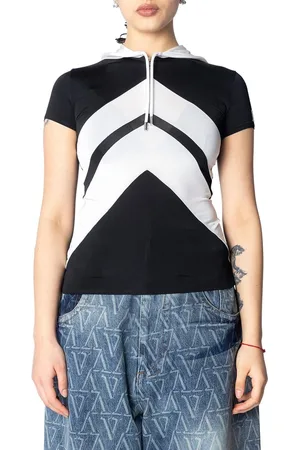Jean Paul Gaultier VISCOSE BABY TEE SHIRT WITH INLAID CHEVRON AND HOOD