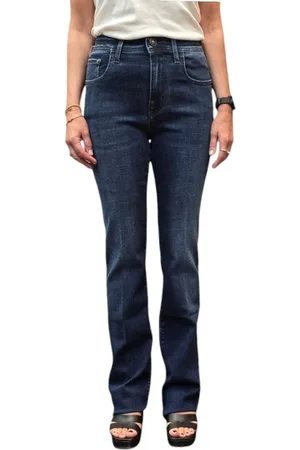 Jacob Cohen Jeans droit brut Délavé Genou Fleurs blanches Poches femme Kate P005 349F