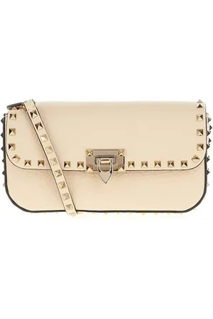 VALENTINO Sand leather Rockstud shoulder bag