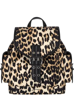Ganni Bucky Animalier Small Backpack Brown
