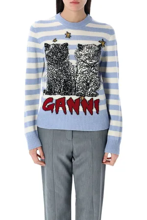 Ganni Striped Knit Cat Stripe Blue