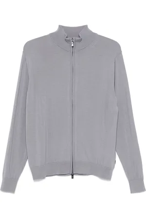 Emporio Armani Wool Full Zip Cardigan Grey