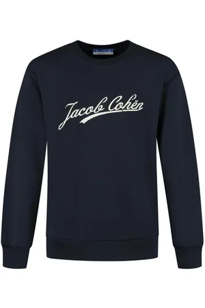 Jacob Cohen Felpa Girocollo Stampa Logo Corsivo Blu-bianco