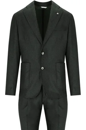 Manuel Ritz Melange Green Single-breasted Suit Green