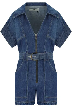 Elisabetta Franchi Blue Denim Short Jumpsuit Blue