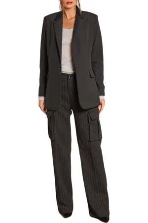 Masons Pantalon large Gris souris Rayé Bronze poches cargo Victoria Femme NT346 006