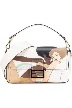 Fendi 2010-2024 Zucca Graphic Print Coated Canvas Bikini Girls Baguette Satchel