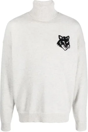 Maison Kitsuné Fox Head Intarsia Logo Turtleneck Sweater