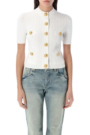 Balmain Knit Mc Btn Bianco