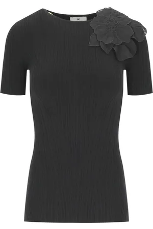 Elisabetta Franchi Black T-shirt With Flower Black