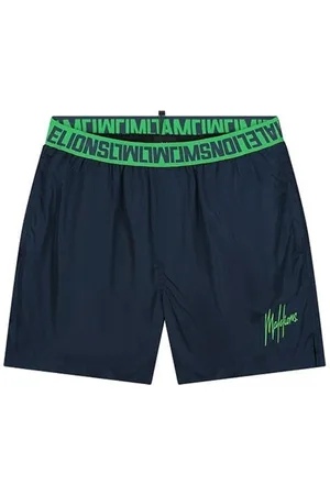 Malelions Venetian Swim Shorts - Navy/Green