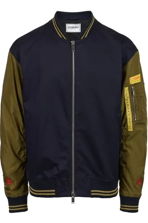 Iceberg Blue and green regular fit jacket in gabardine with contrasting sleeves