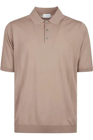 BALLANTYNE Plain Short Sleeve Polo Shirt Brown