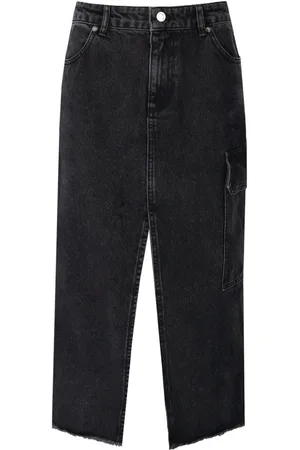 STINE GOYA Peter Grey Denim Midi Skirt Gray