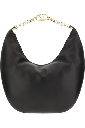 VALENTINO Black nappa leather VLogo Moon shoulder bag