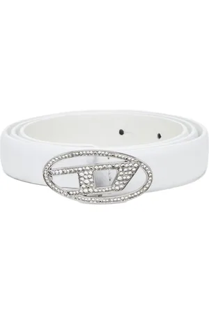 Diesel 1dr Crystal Logo Strass Belt White
