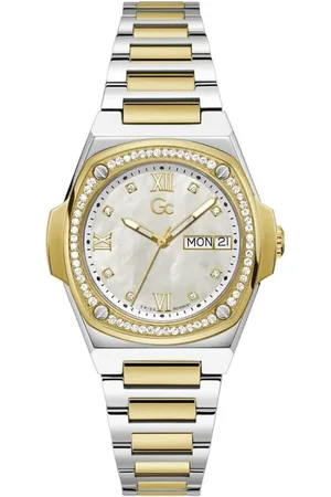 GC Dames Horloge Y98008L1MF Staal Bi-color Swiss Made Quartz gezet met Swarovski Stenen