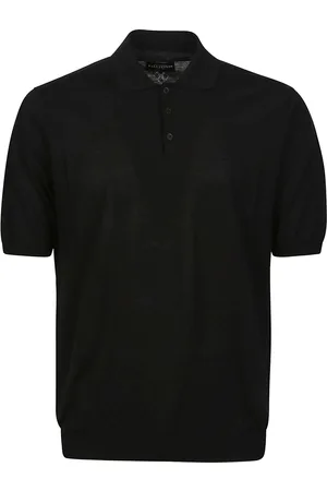 BALLANTYNE Plain Short Sleeve Polo Shirt Black
