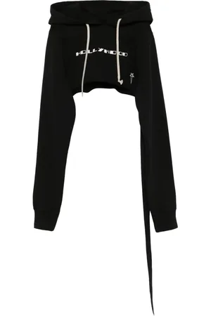 Rick Owens Felpa Cropped Hoodie Black/milk