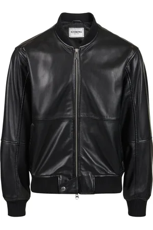 Iceberg Black nappa jacket with shading treatment and logo