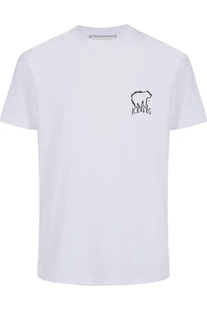 Iceberg White slim fit cotton T-shirt with Bear print