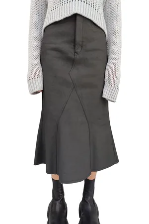Rick Owens Jupe longue denim Godet Skirt noir Femme RP02D 3349 SMT 09