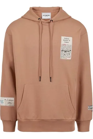 Iceberg Relaxed fit cotton hoodie in terracotta