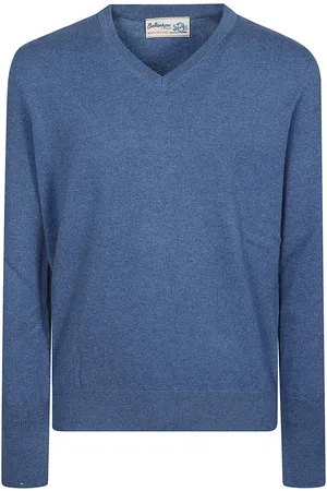 BALLANTYNE Plain V-neck Sweater Blue