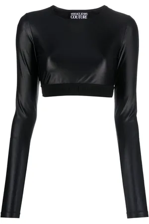 VERSACE Chain Couture Print Cropped Top