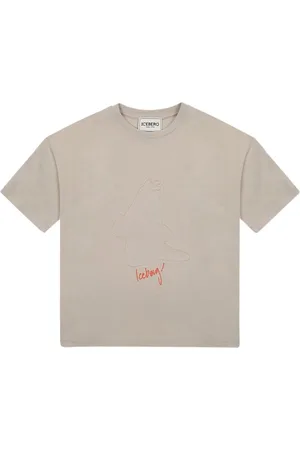 Iceberg KIDS - Degradable grey short-sleeved cotton T-shirt with contrasting logo