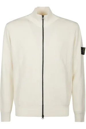Stone Island Zip Up Cardigan White