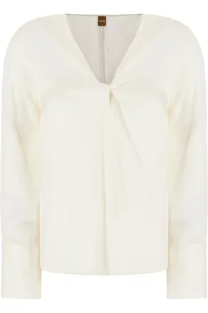 HUGO BOSS White stretch silk blouse