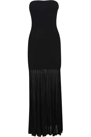 Michael Kors Tube Top Sheer Maxi Dress Black