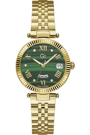 GC Horloge Z01006L9MF Dames staal met goudenplating en malagiet wijzerplaat