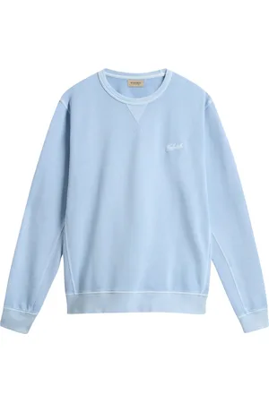 Woolrich Garment Dyed Crewneck Sweaters Lichtblauw Cfwosw0261mrut4040