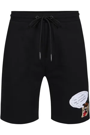 Iceberg Slim fit black cotton fleece Bermuda shorts with Taz embroidery