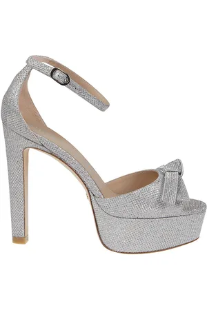 Stuart Weitzman Discoplatform Mega Bow Sandals Metallic