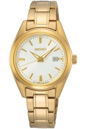 Seiko Horloge SUR632P1 Staal met Geelgouden Plating Quartz Saffierglas 100m Waterdicht 30mm
