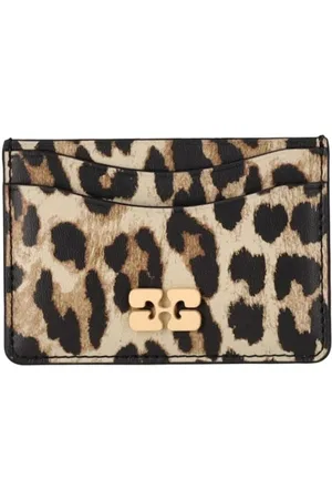 Ganni Bou Animalier Card Holder Brown