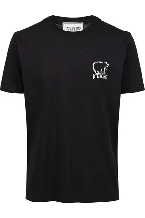 Iceberg Black slim fit cotton T-shirt with Bear print