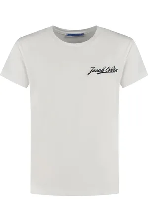 Jacob Cohen T-shirt M/c Con Ricamo Logo Corsivo Bianco-blu